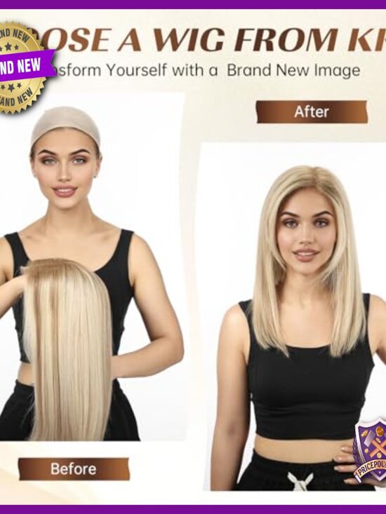 16 Inch Real Human Hair Lace Front Wig with Side Swept Bangs